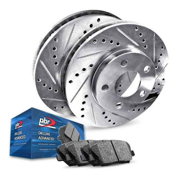 Rear Black Drill//Slot Brake Rotors+Ceramic Pads RBC.07005.02